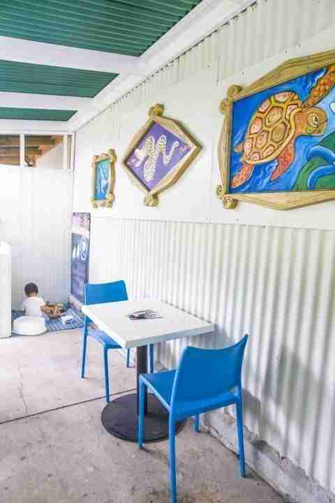 A section of the seating area at Coconut Crab Cafe