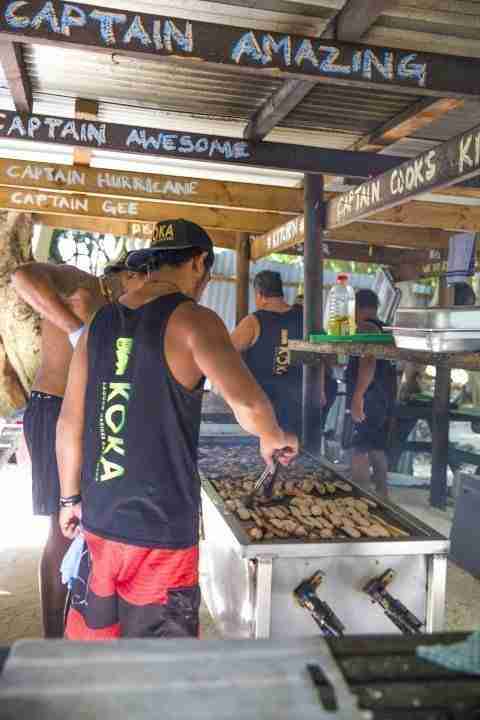 Crew Cooking up a storm on the island
